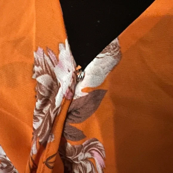 Orange Floral, V-Neck Maxi Dress - Picture 13 of 14